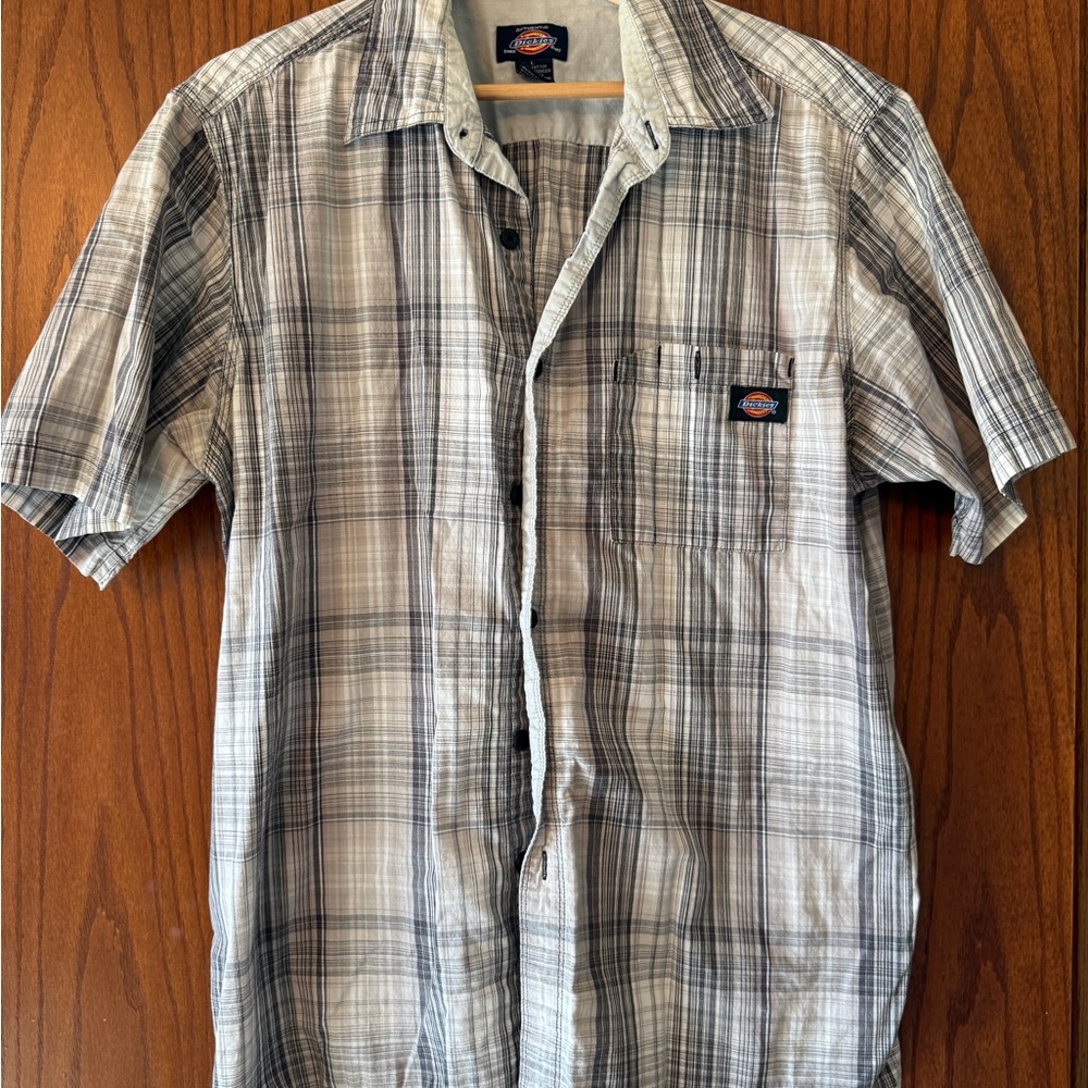Dickies Men's Gray Plaid Shirt